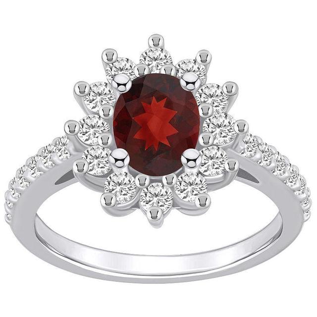 Alyson Layne 14k Gold Oval Cut Garnet & 7/8 Carat T.W. Diamond Halo Ring, Womens Red Product Image