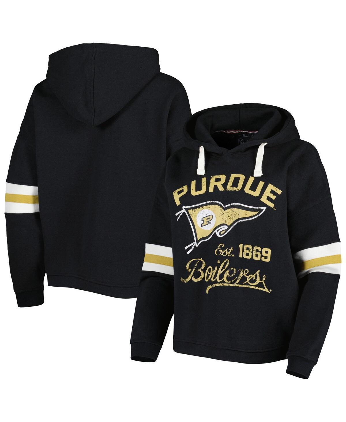 Womens Pressbox Black Purdue Boilermakers Super Pennant Pullover Hoodie Product Image