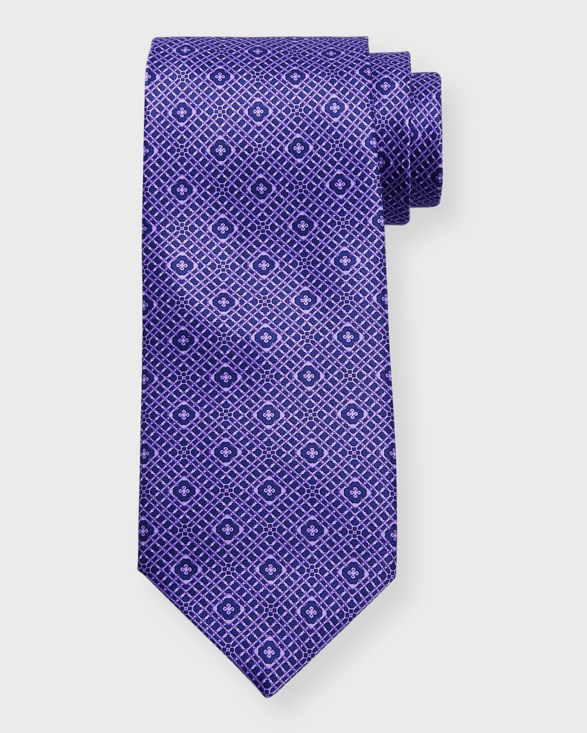 Mens Silk Medallion-Print Tie Product Image