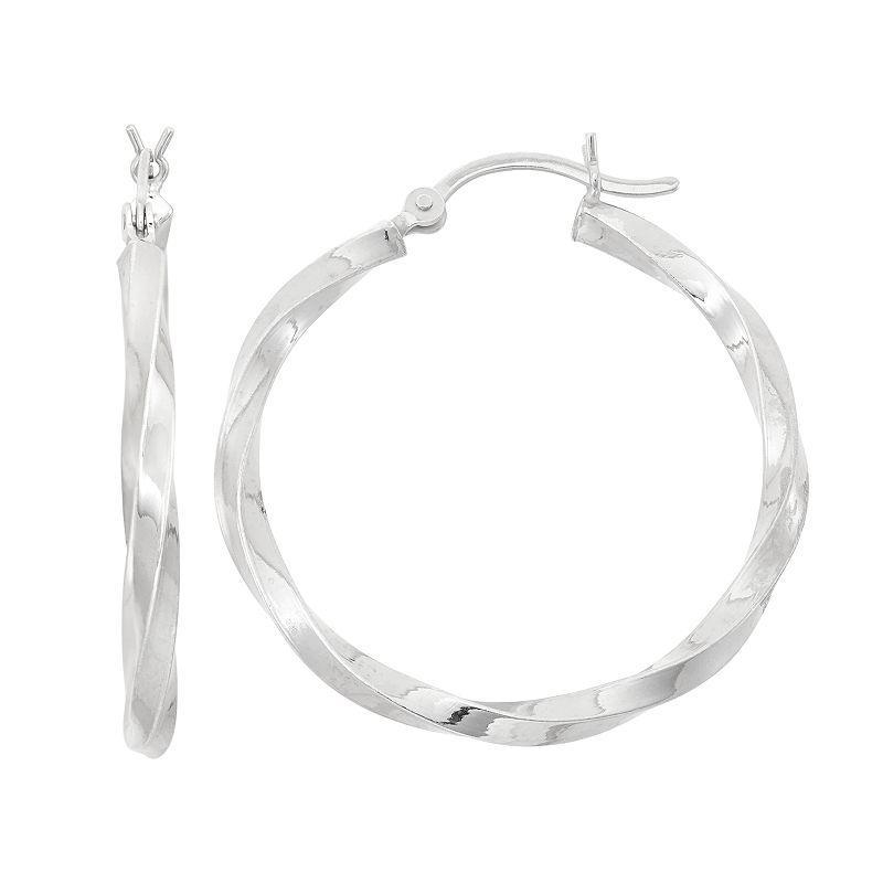 Jordan Blue Sterling Silver Twist Hoop Earrings, Womens, Grey Product Image