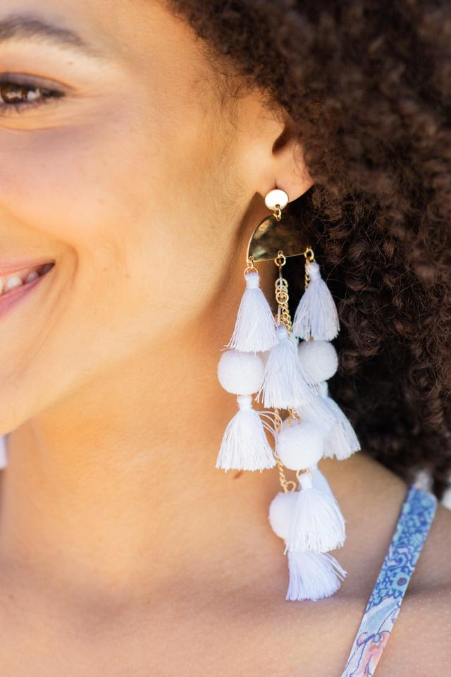 At Your Best Off White Tassel Statement Earrings Female Product Image