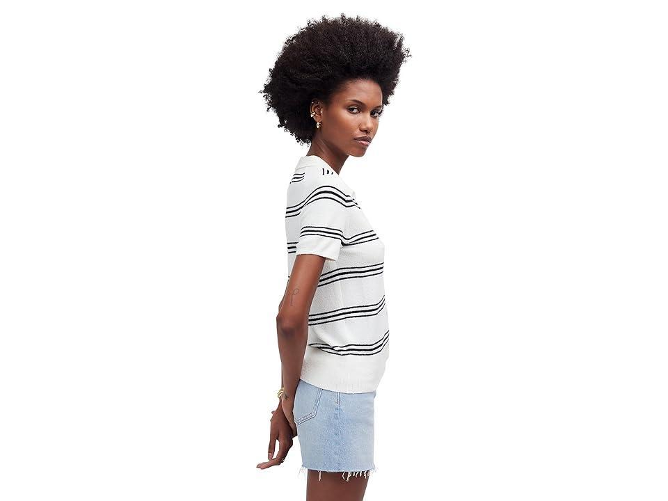 Madewell Polo Sweater Tee in Stripe (Bright Ivory) Women's Clothing Product Image