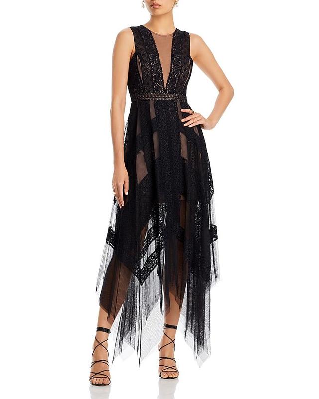 Womens Andi Asymmetric Lace & Tulle Maxi Dress Product Image