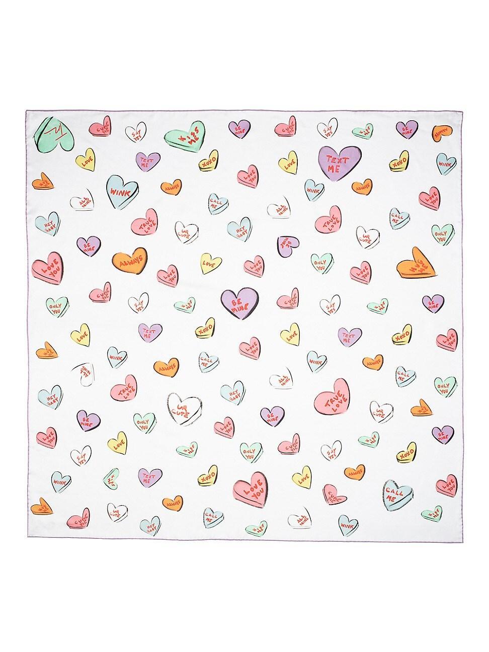 Womens Love Hearts Silk Scarf Product Image