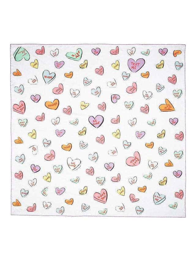 Womens Love Hearts Silk Scarf Product Image