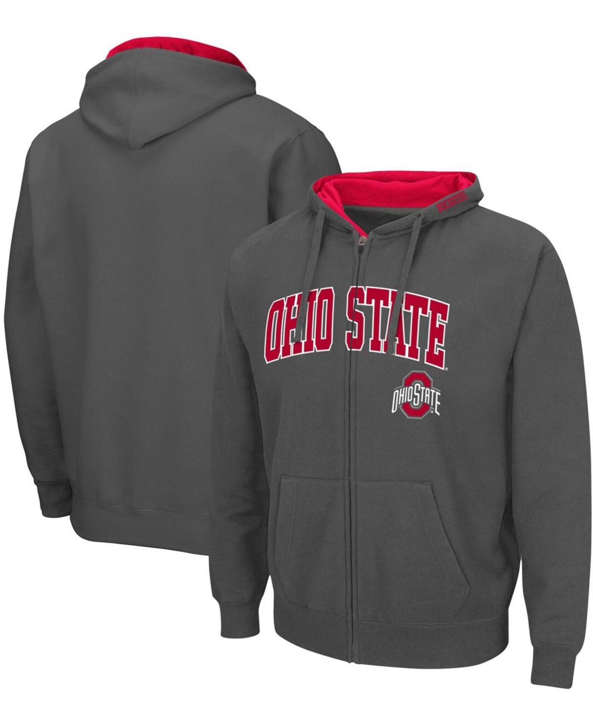 Mens Colosseum Heathered Gray Ohio State Buckeyes Arch & Logo 3.0 Full-Zip Hoodie Product Image