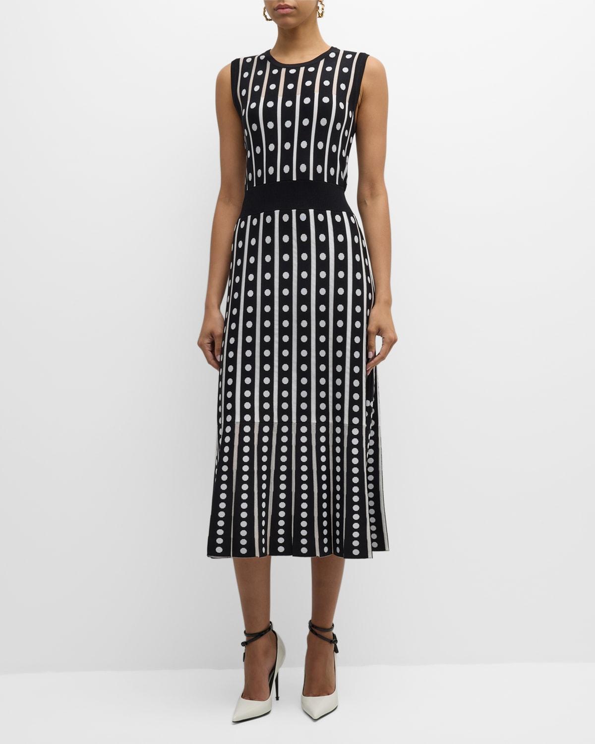 The Ari Striped Polka Dot Midi Sweater Dress Product Image