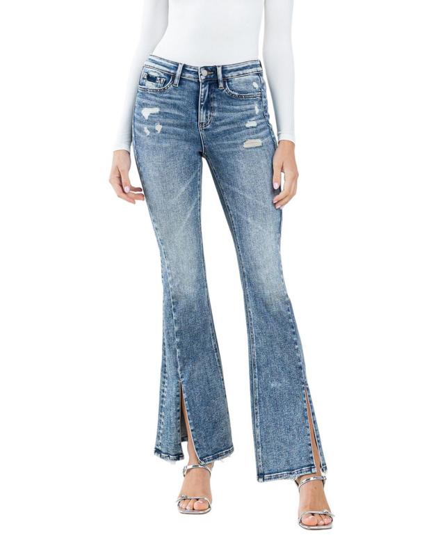 Women's High Rise Split Hem Flare Jeans Product Image