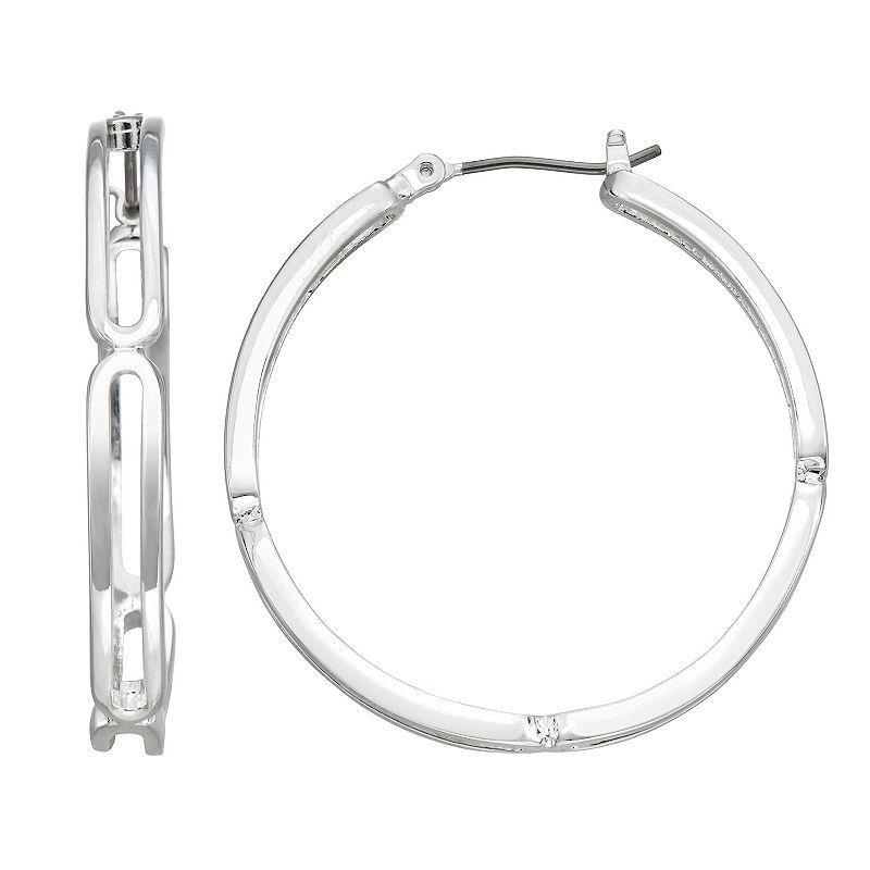 Nine West Large Link Hoop Earrings, Womens, Silver Tone Product Image