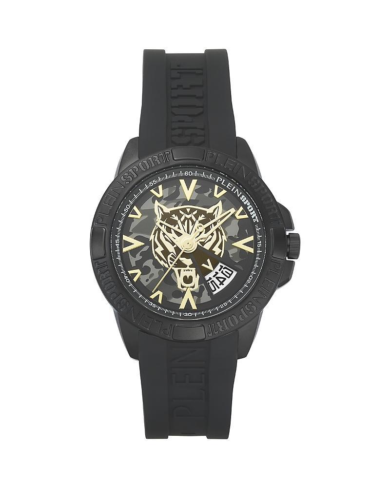 Plein Sport Mens Touchdown Black Silicone Strap Watch 44mm - Black Product Image