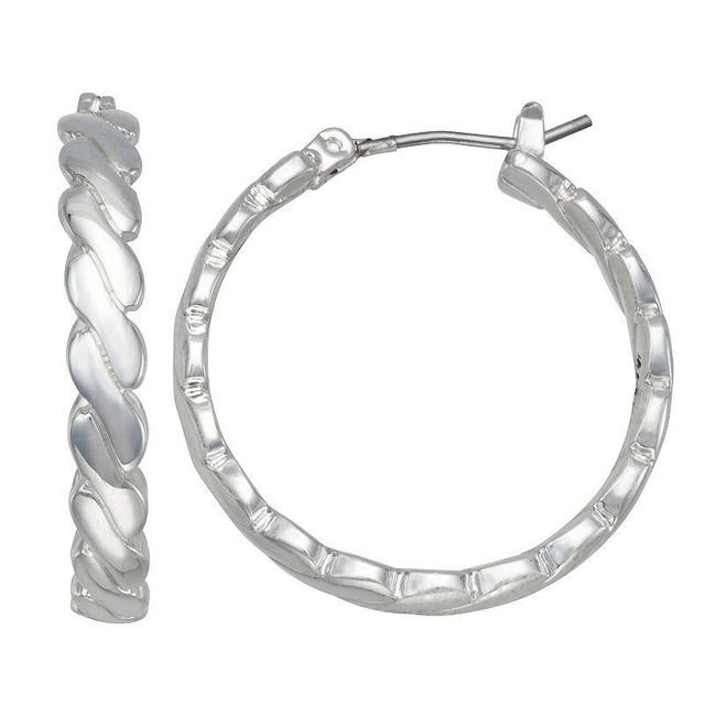 Nine West Silver Tone Twisted Hoop Earrings, Womens Product Image