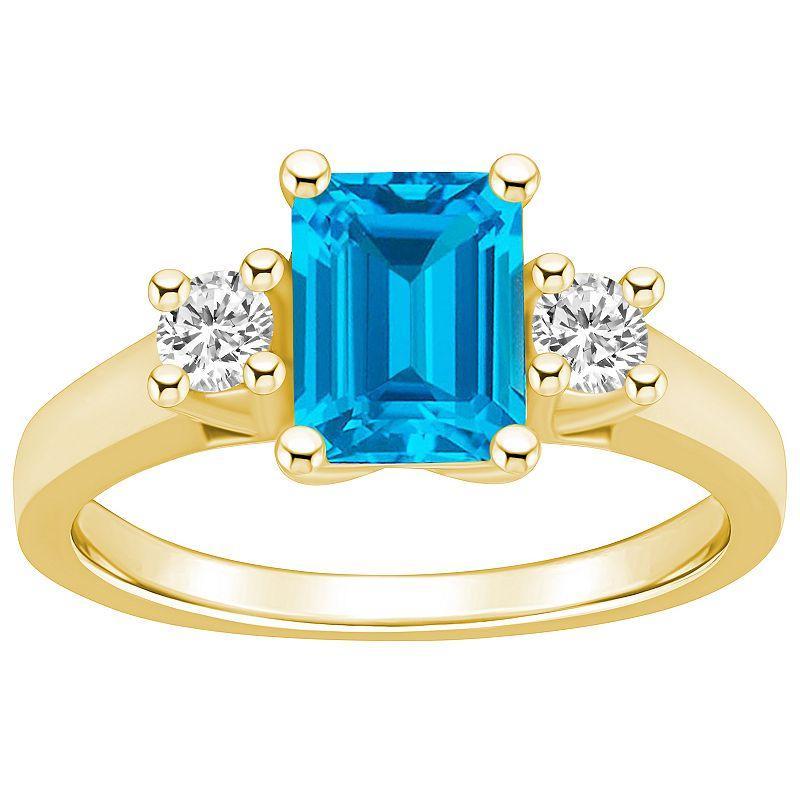 Macys Blue Topaz and Diamond Ring (2 ct.t.w and 1/4 ct.t.w) 14K Yellow Gold Product Image