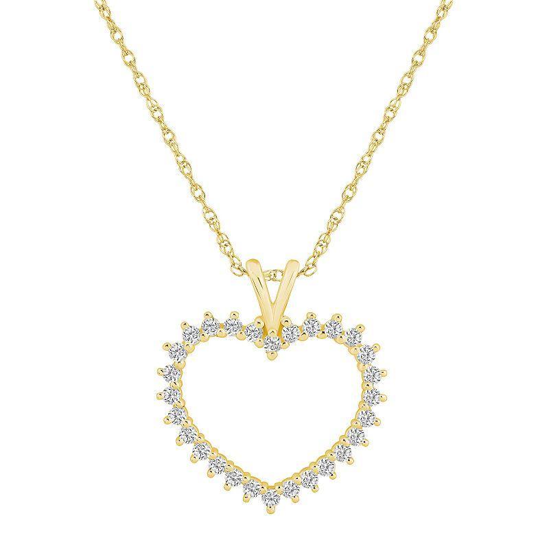 Alyson Layne 10k Gold 1/2 Carat T.W. Diamond Heart Pendant Necklace, Womens Yellow Product Image