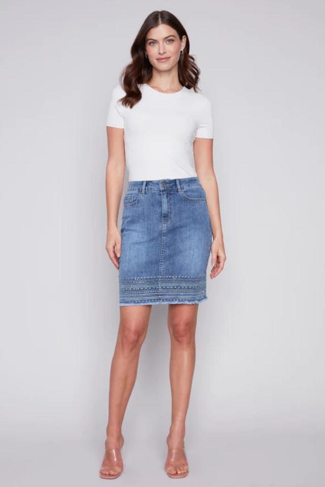 Embroidered Hem Denim Skort Product Image