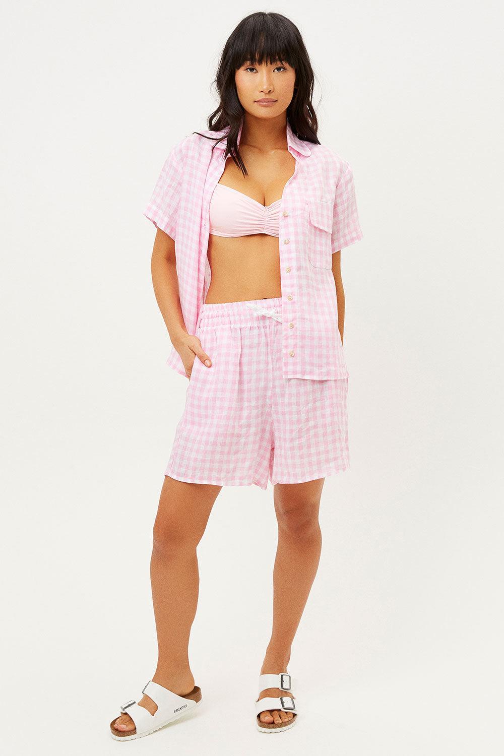 Lou Button Up Top - Pink Picnic Product Image