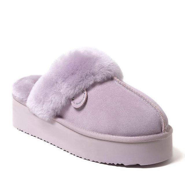 Dearfoams Fireside Melton Shearling Womens Platform Scuff Slippers Product Image