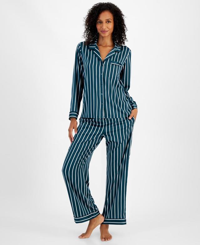 I.n.c. International Concepts Womens 2-Pc. Piped-Trim Satin Pajamas Set, Created for Macys Product Image