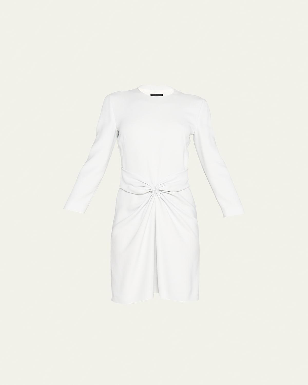 Ruched Long-Sleeve A-Line Dress Product Image