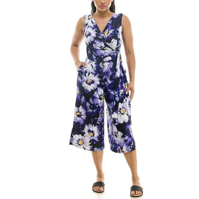 Womens Nina Leonard Print Surplice Wide-Leg Jumpsuit Product Image