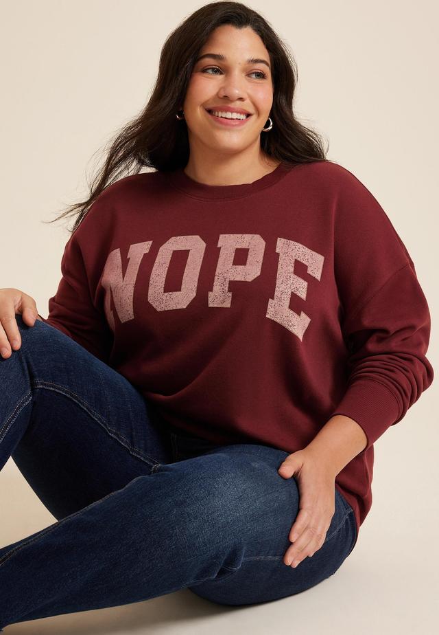 Maurices Plus Size Womens Nope Relaxed Fit Sweatshirt Red Size 2X Product Image