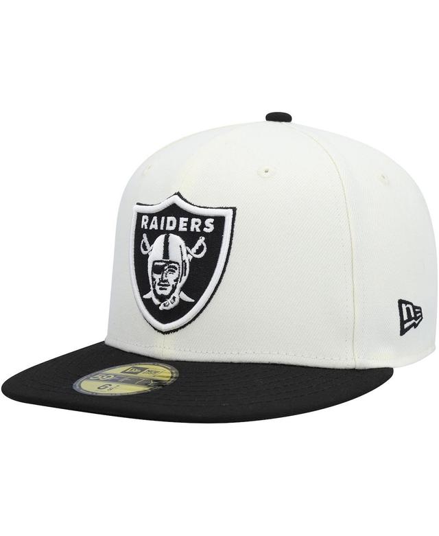 Mens New Era Cream/Black Las Vegas Raiders Chrome Collection 59FIFTY Fitted Hat Product Image