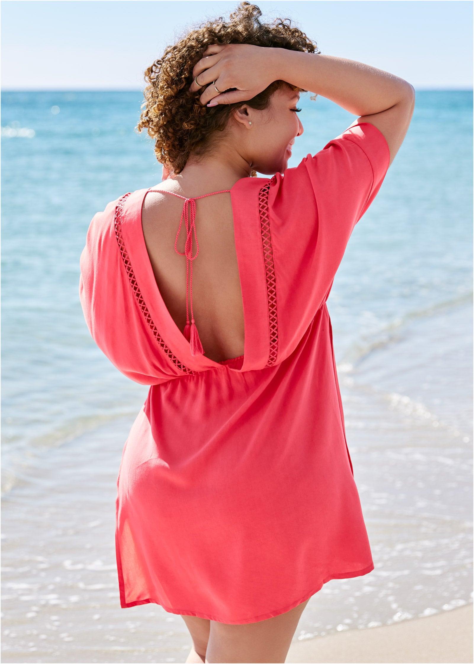 V-Neck Cover-Up Dress - Sunset Pink Product Image