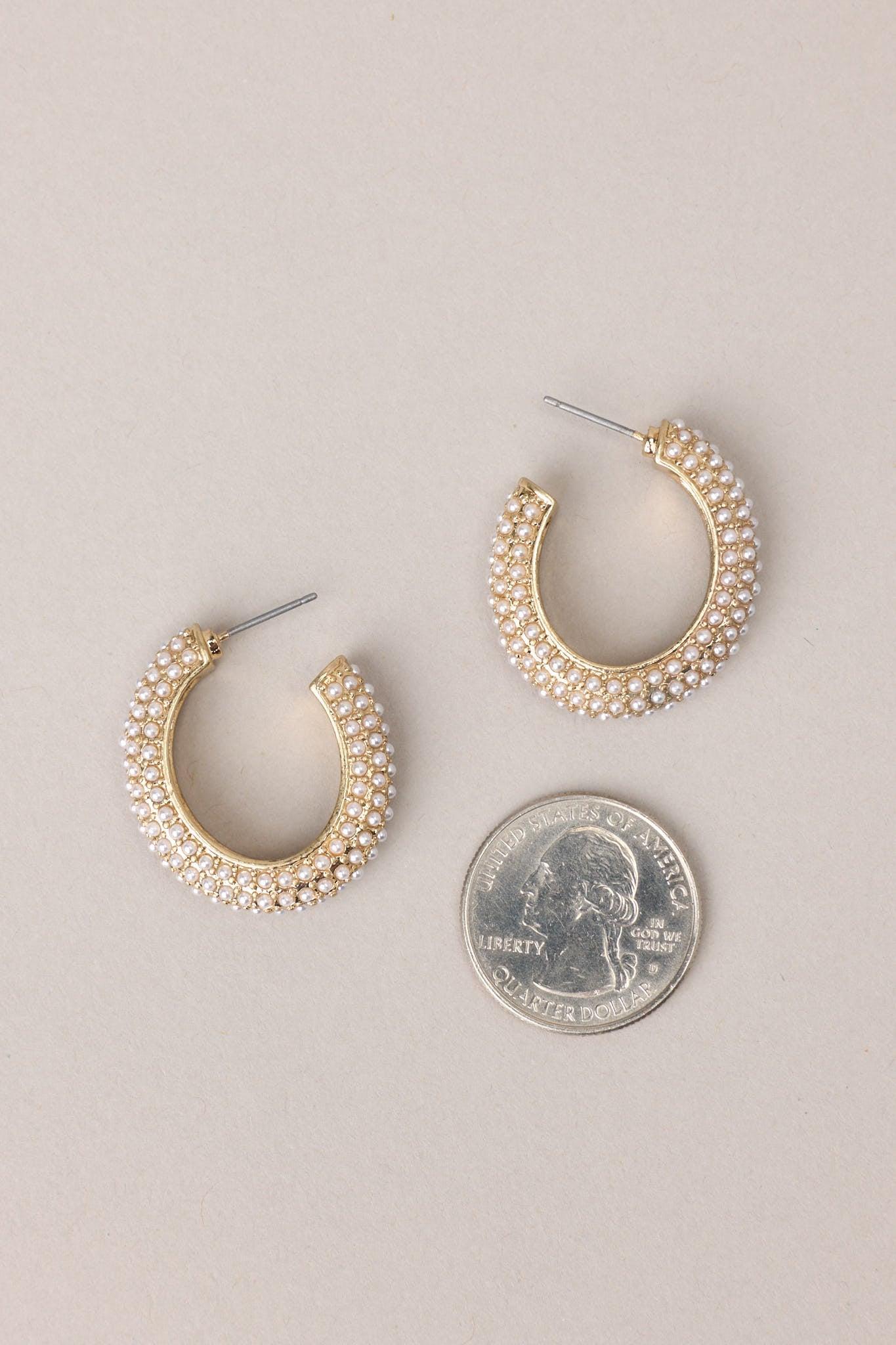 Golden Sands Pearl Hoop Earrings Product Image