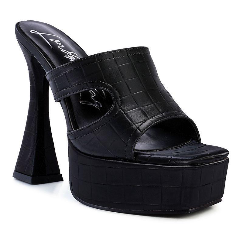 London Rag Womens High Heel Platform Sandals Black Product Image