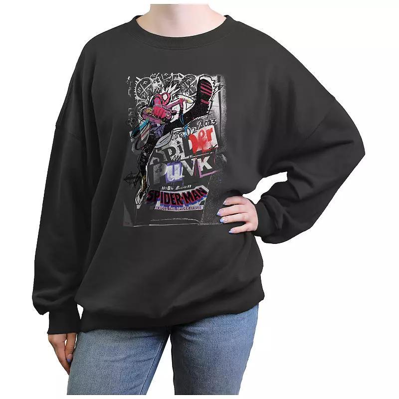 Juniors Spider-Man Spider-Punk Poster Graphic Fleece, Girls Grey Product Image