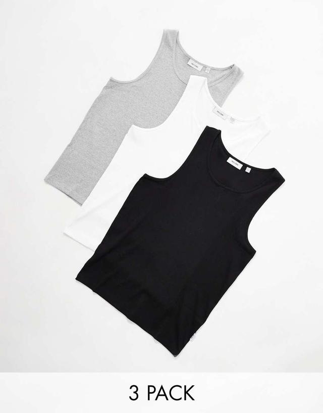 ONLY & SONS 3 pack tank top in black white & light gray Product Image