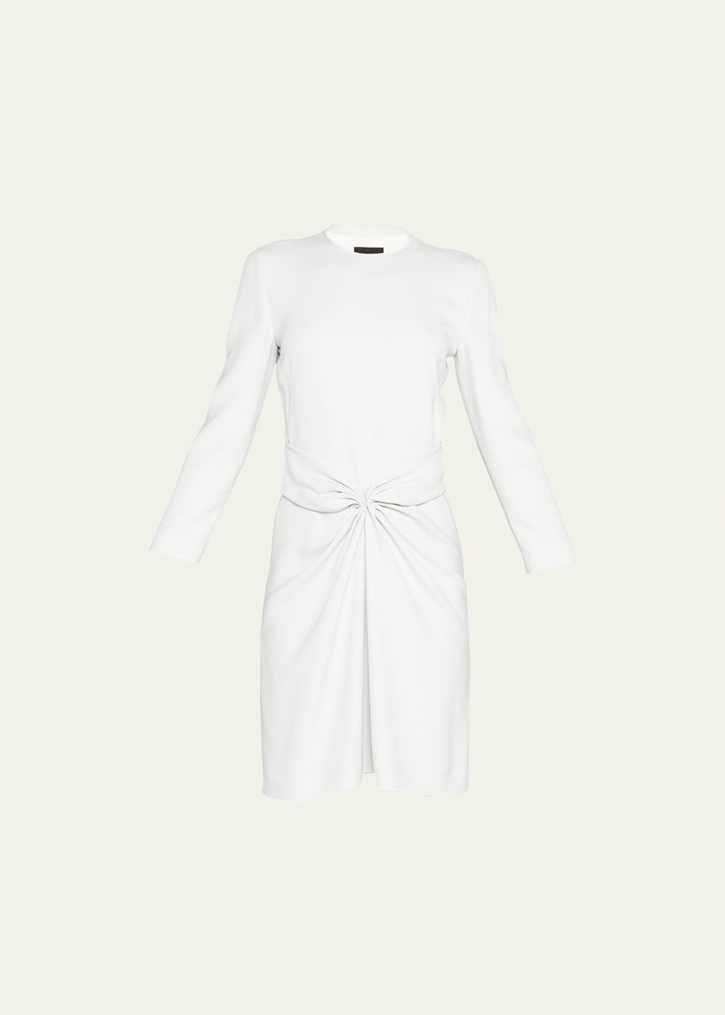 Ruched Long-Sleeve A-Line Dress Product Image