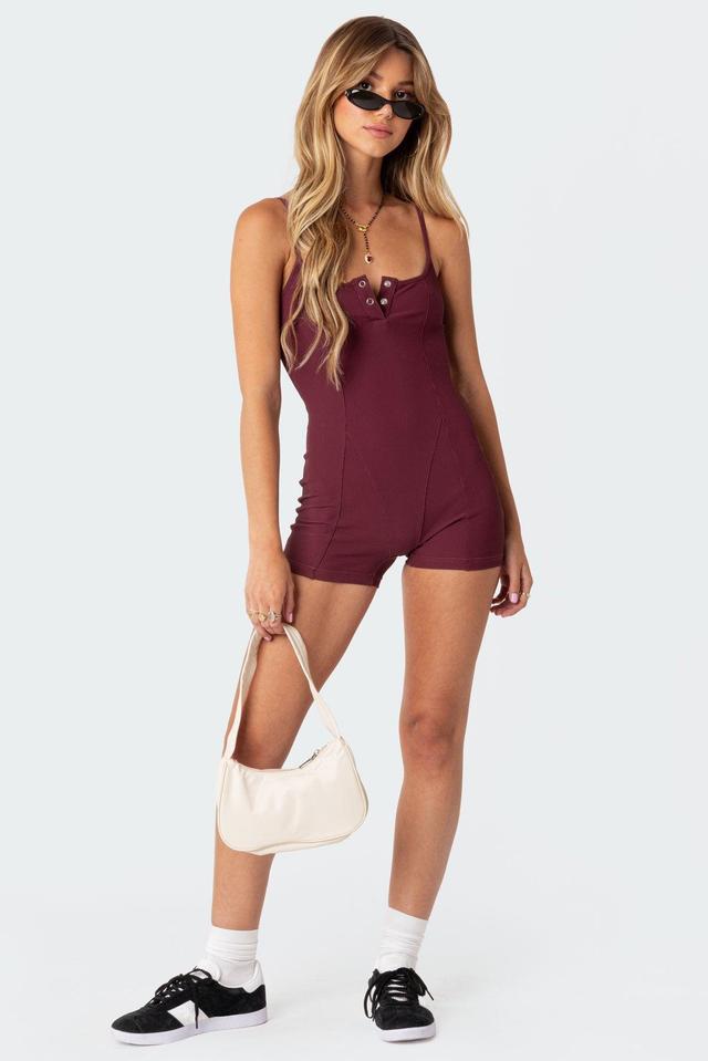 Henley Ribbed Romper Product Image