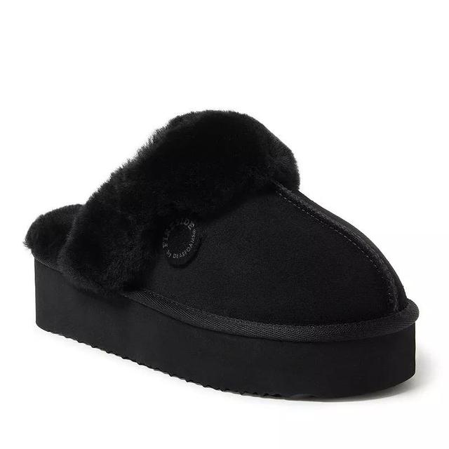 Dearfoams Fireside Melton Shearling Womens Platform Scuff Slippers Product Image