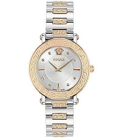 Versace Womens Greca Sphere Analog Two Tone Stainless Steel Bracelet Watch Product Image