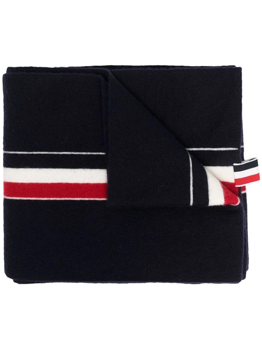 THOM BROWNE Jersey Stitched Wool Scarf In Black Product Image