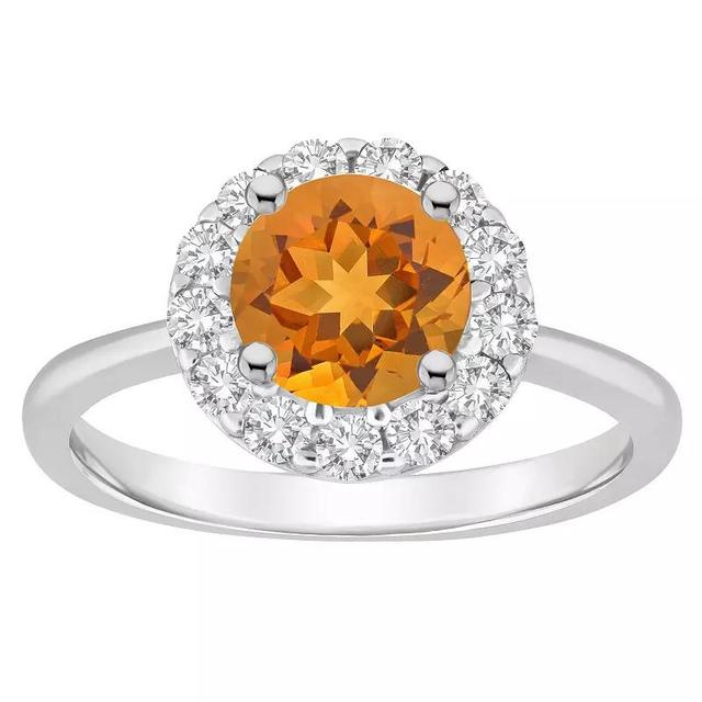 Celebration Gems Sterling Silver Gemstone Halo Ring, Womens Citrine Product Image