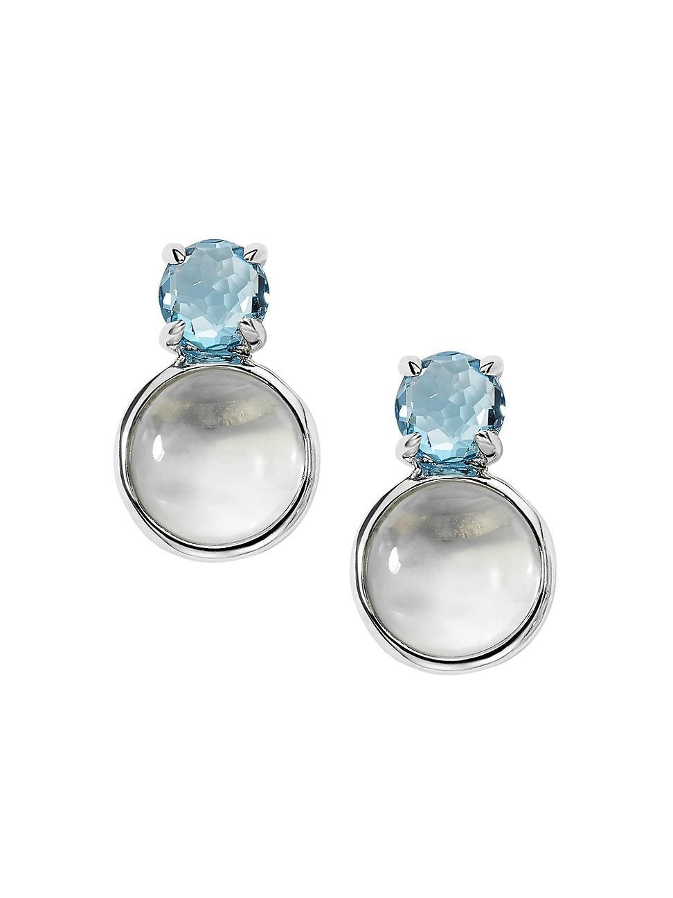 Ippolita Sterling Silver Rock Candy London Blue Topaz & Rock Crystal, Mother of Pearl & Onyx Triplet Stud Earrings Product Image