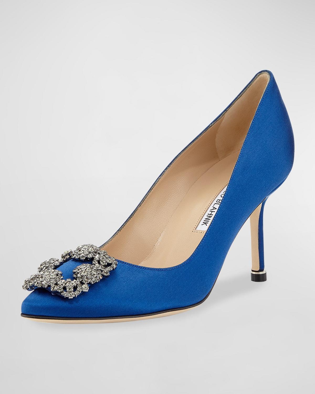 Womens Hangisi 70MM Crystal-Embellished Satin Pumps Product Image