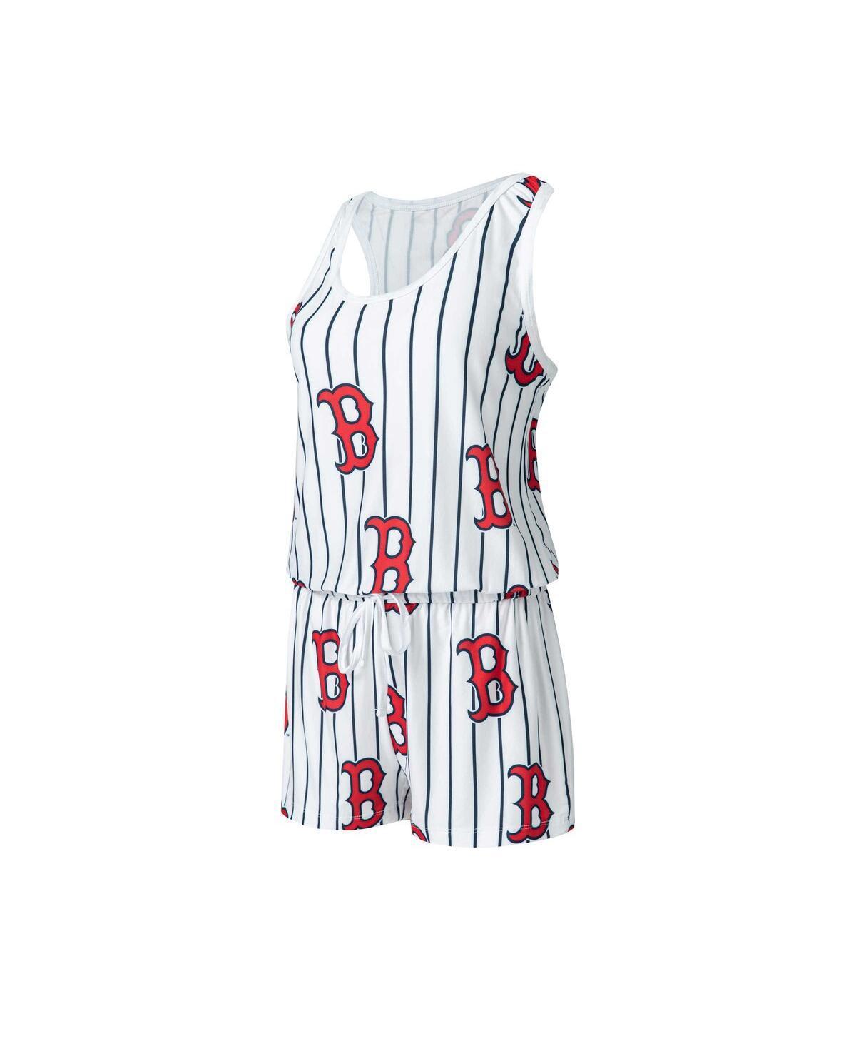 Womens Concepts Sport White Boston Red Sox Reel Pinstripe Knit Romper Product Image