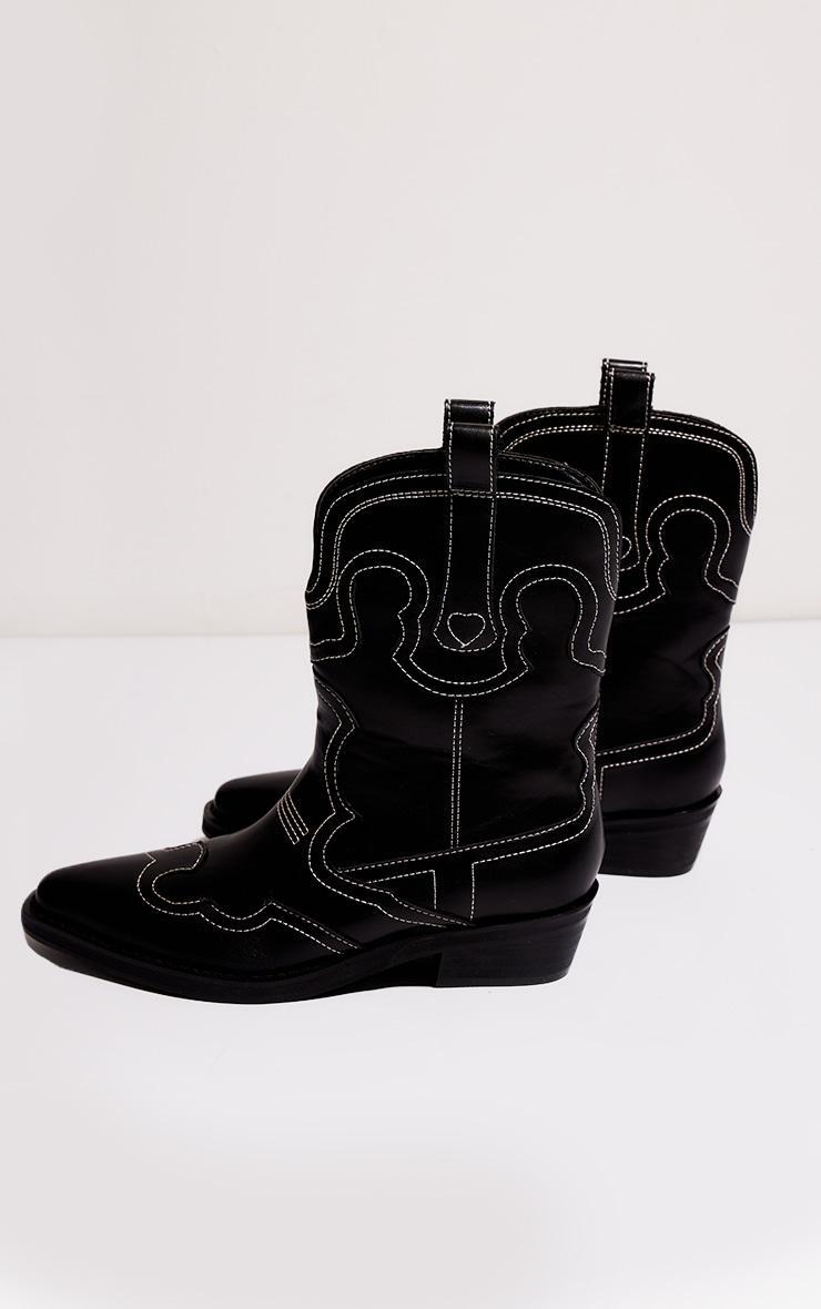 Black PU Point Toe Ankle Western Boots Product Image