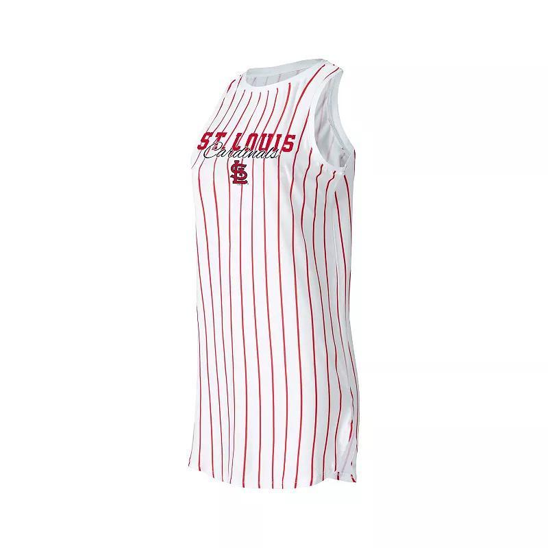 Womens Concepts Sport White St. Louis Cardinals Reel Pinstripe Knit Sleeveless Nightshirt Product Image