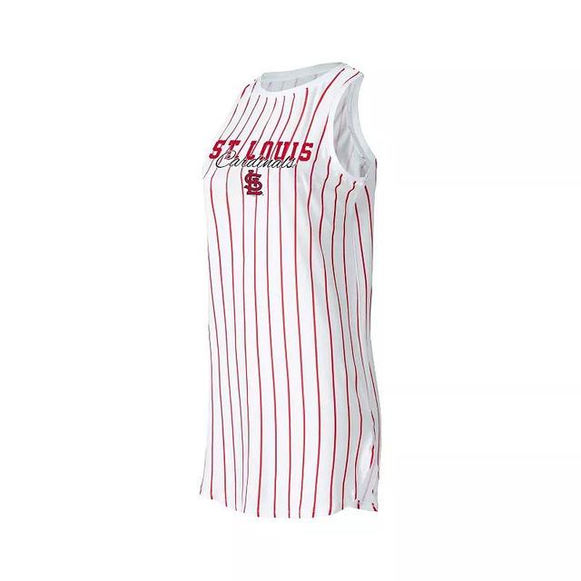 Womens Concepts Sport White St. Louis Cardinals Reel Pinstripe Knit Sleeveless Nightshirt Product Image