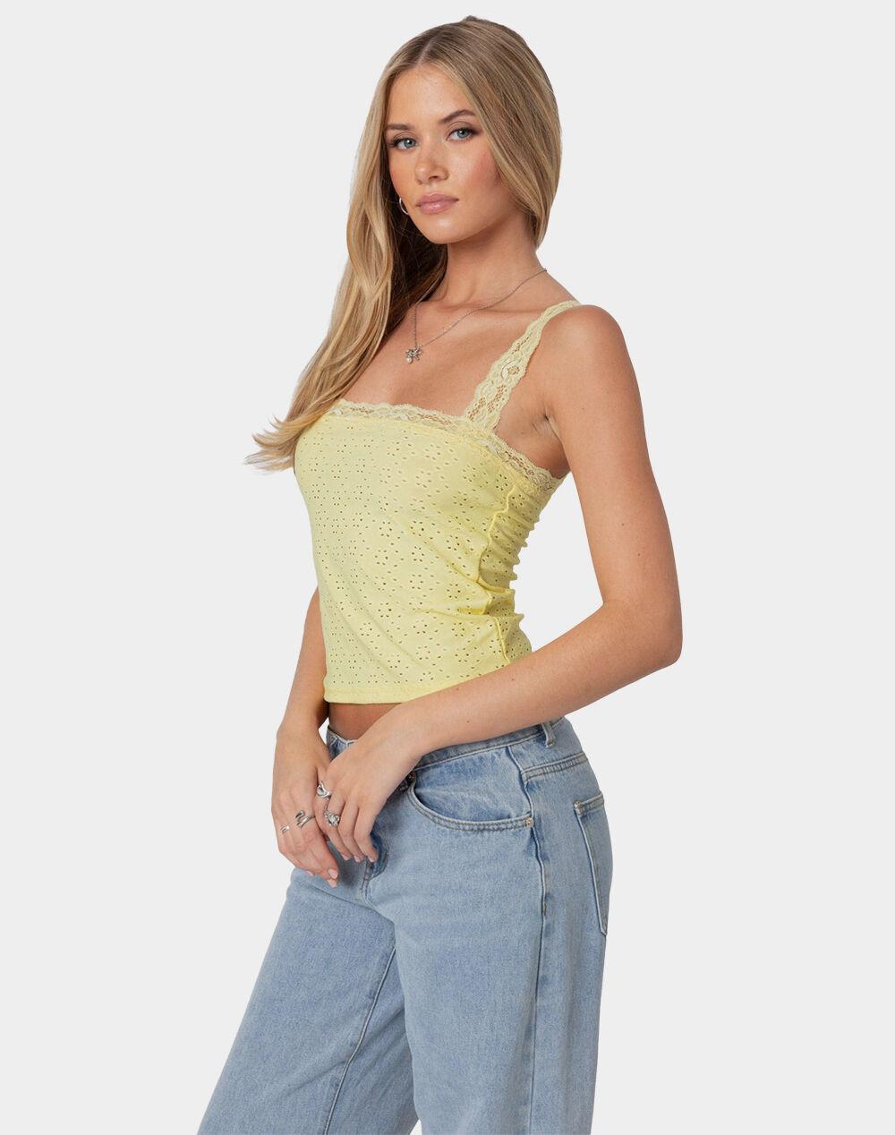 EDIKTED Virginia Lace Trim Eyelet Tank Top Product Image