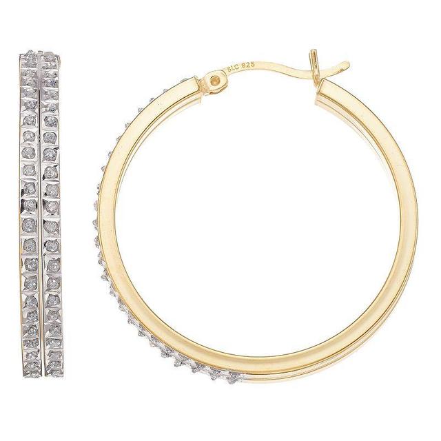 Diamond Mytique Sterling Silver Diamond Accent DoubleHoop Earrings, Womens, 18k Gold Over Silver Product Image