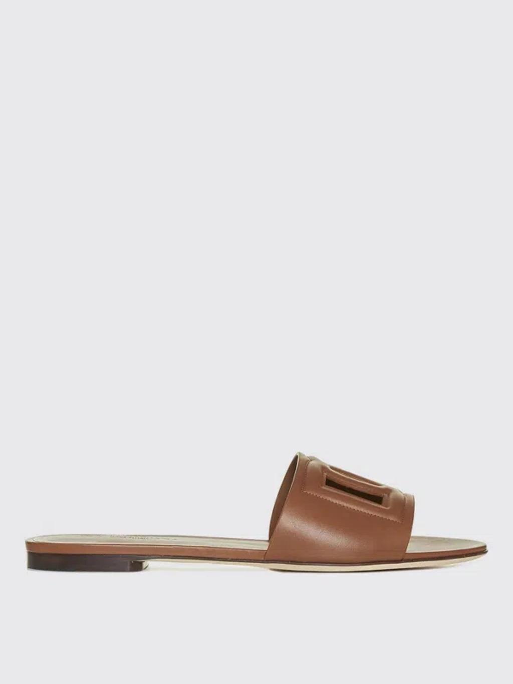 DOLCE & GABBANA Ciabattina Flat Thaiti In Light Brown Product Image