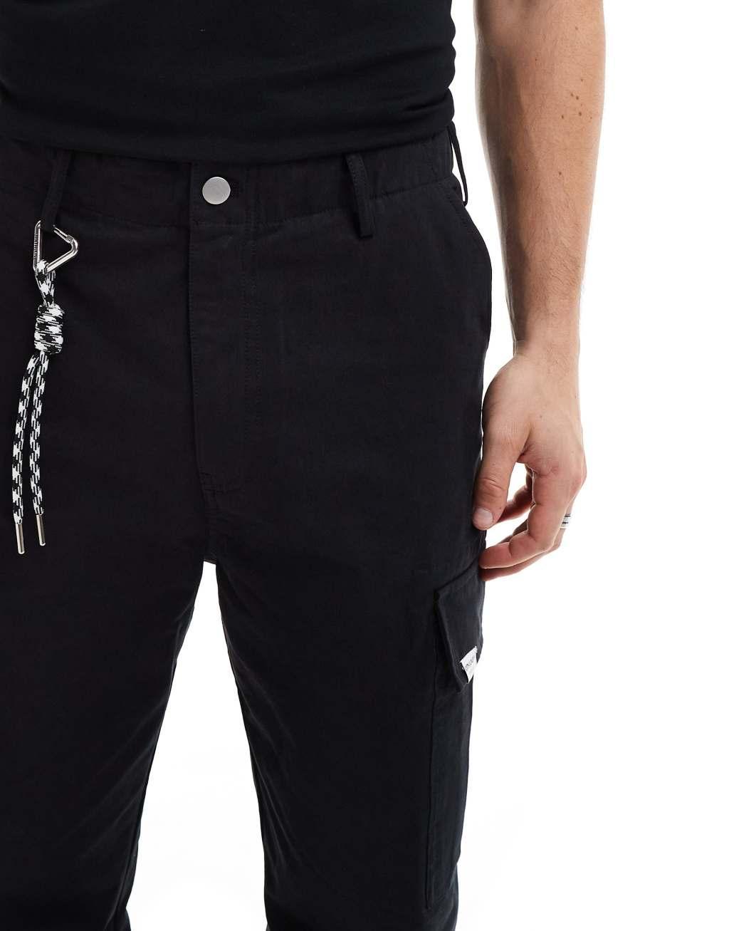 Sixth June cargo pant with large pocket detail in black Product Image