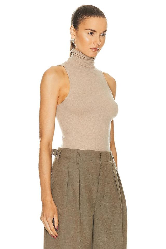 Enza Costa Cashmere Halter Turtleneck in Taupe. - size L (also in XL, XS) Product Image