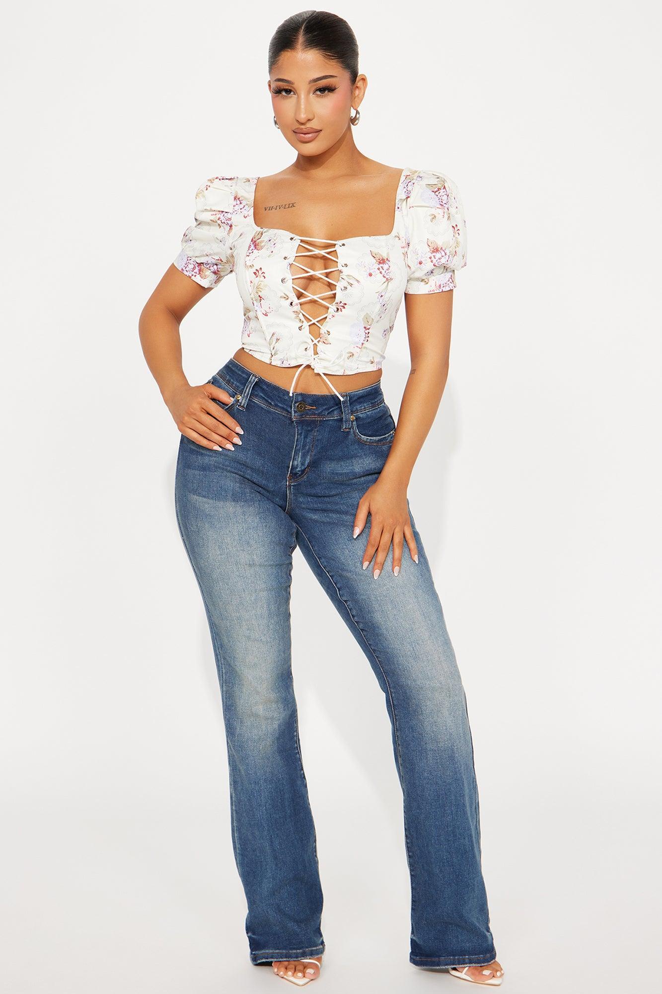 Meredith Floral Corset Top - White/combo Product Image