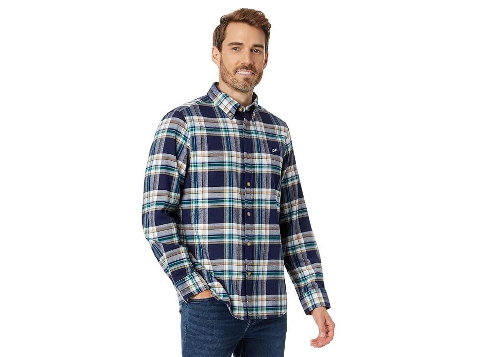 Vineyard Vines Flannel Plaid Whale Shirt (Plaid Turf Green) Men's Clothing Product Image