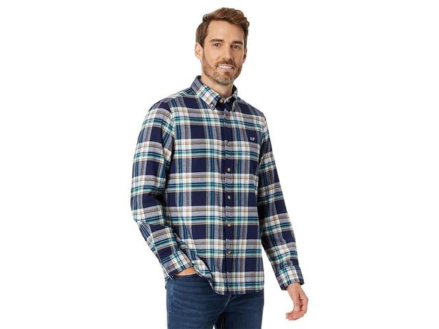 Vineyard Vines Flannel Plaid Whale Shirt (Plaid Nautical Navy) Men's Clothing Product Image